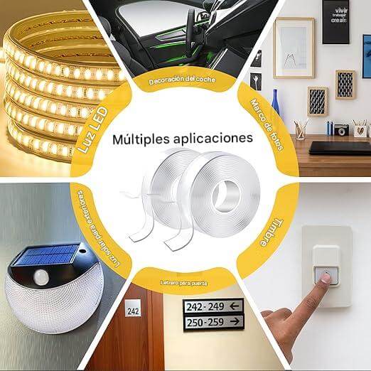 Cinta doble faz multiusos- adhesiva- resistente- lavable y reutilizable🎁MEGA OFERTA X3