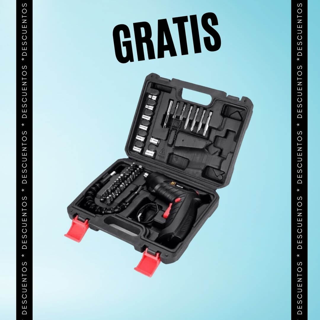 TALADRO-PERCUTOR 36 VOLTIOS + HERRAMIENTAS + REGALO