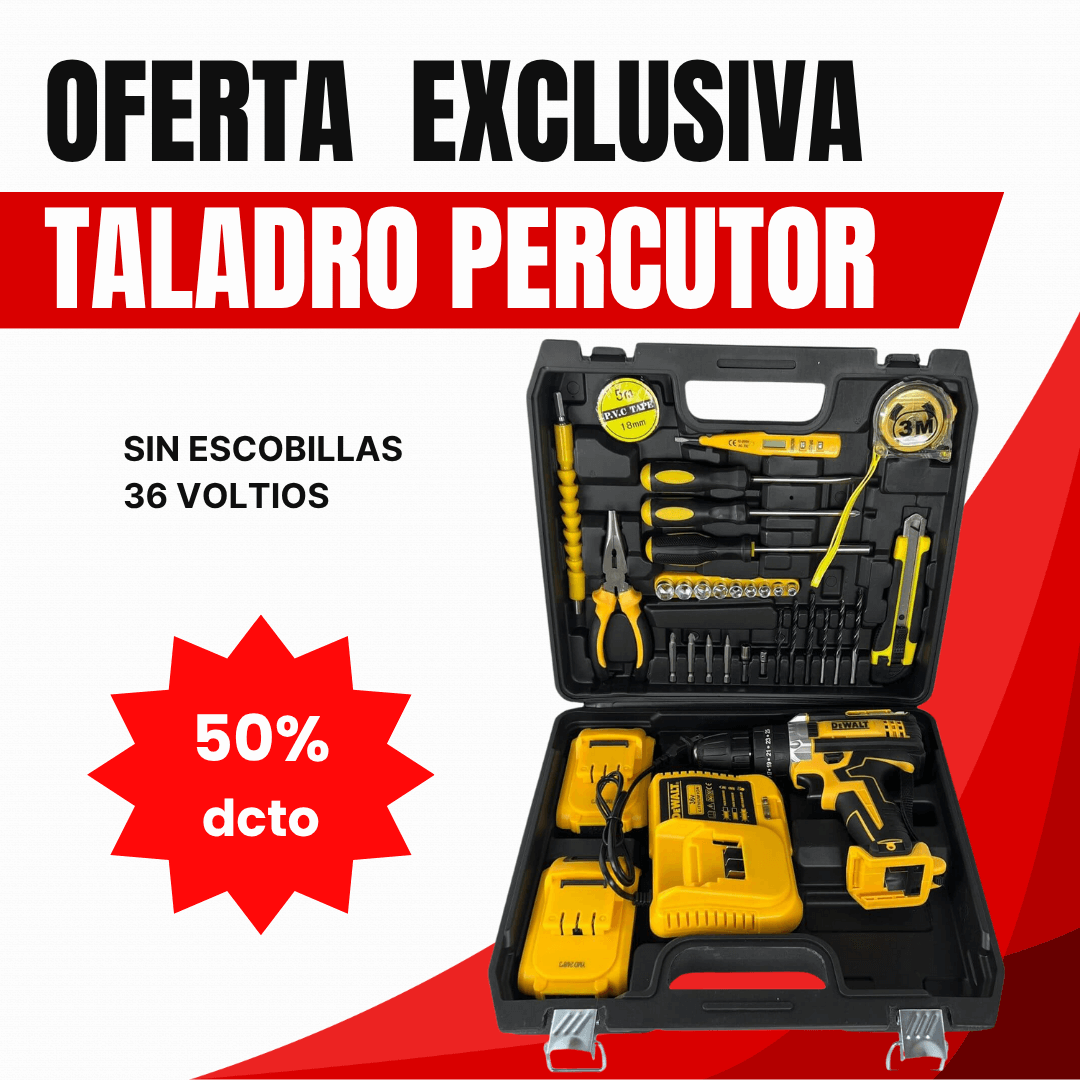 MEGA KIT TALADRO PERCUTOR 36 VOLTIOS