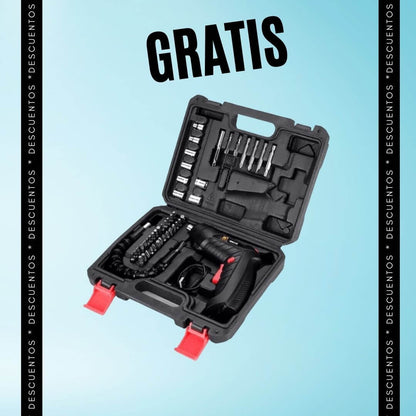 TALADRO-PERCUTOR 36 VOLTIOS + HERRAMIENTAS + REGALO