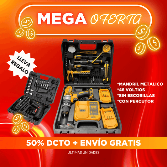 Taladro Percutor 48 Voltios + regalo 🎁