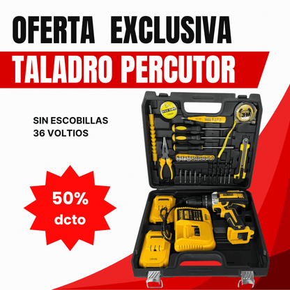 MEGA KIT TALADRO PERCUTOR 36 VOLTIOS