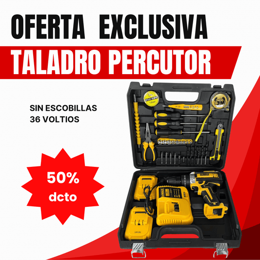 MEGA KIT TALADRO PERCUTOR 36 VOLTIOS